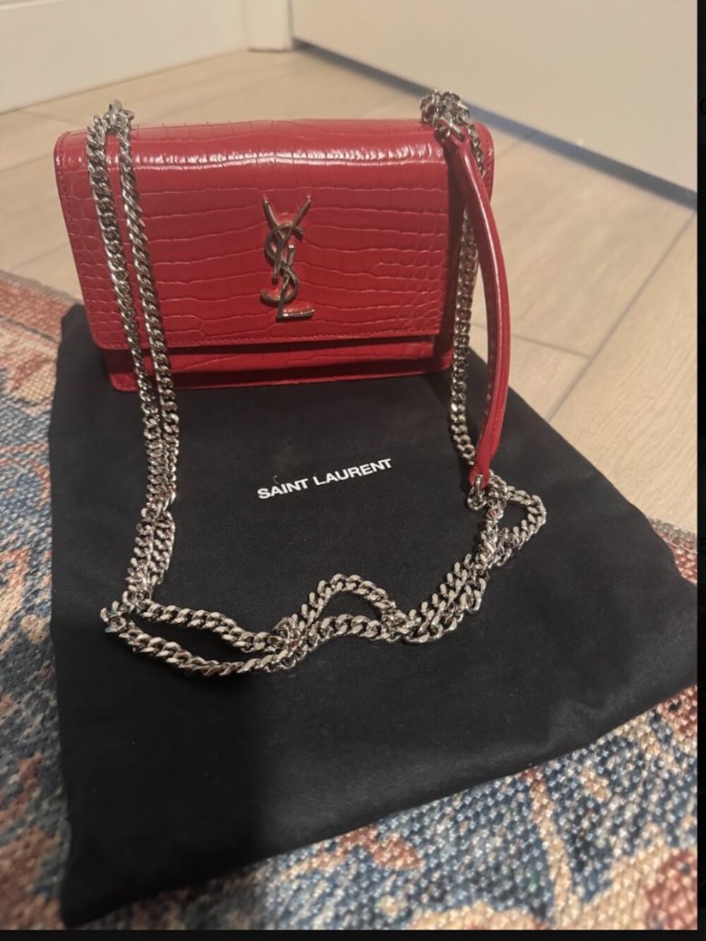 Saint Laurent CROCODILE-EMBOSSED LEATHER